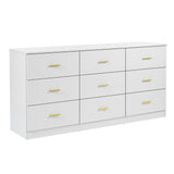 Modern White 9-Drawer Dresser for Bedroom - Ample Storage Wide Chest of Drawers, Sturdy & Safe W1785P324461