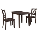 ZNTS 3-Piece Wood Drop Leaf Breakfast Nook Dining Table Set with 2 X-back Chairs for Small Places, 09982009