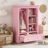 Open children's wardrobe with a hanging rod and open shelves, one large drawer, low design close to W1580P257497