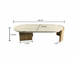 48.42 inch Oval Coffee Table, Modern Coffee Table with Faux Wood Curved MDF Legs, Faux Travertine W5230P567208