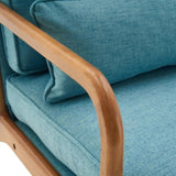 ZNTS Oak Armrest Oak Upholstered Single Lounge Chair Indoor Lounge Chair Teal 35782553