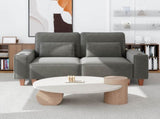 Khaki Chenille Deep Seat 2-Seater Sofa with Brushed Stainless Steel Cup Holders and 2 Decorative 46937575