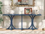 U-Style 59.8'' Wooden Console Table with Oak Veneer Top,Farmhouse Entryway Table with Rubber Wood N711P295300V