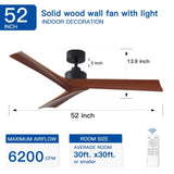 52" Black Lowe Profile Ceiling Fan without Light W1367P270462