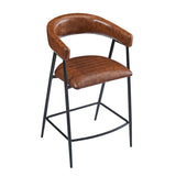 26'' Counter Stools Set of 2, Pu Upholstered Counter Stools with iron Frame, Backrest, Footrest, Arm N780P199985B