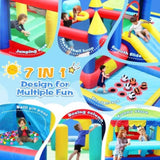 7 in 1 Inflatable Bounce House, Bouncy House with Ball Pit for Kids Indoor Outdoor Party Family Fun, W1677109362