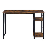 ZNTS Weathered Oak and Black 2-Shelf Rectangular Writing Desk B062P184541