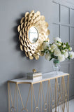 D31.5x3" Gold Mirrored Floral Wall Decor, Wall Mirror for Living Room Entryway W2078124366