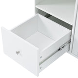 Kitchen Island with Drop Leaf, LED Light Kitchen Cart on Wheels with 2 Fluted Glass Doors and 1 Flip WF311171AAW