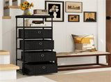 4-Drawer Fabric Storage Cabinet - Removable Foldable Drawers, Industrial Wood Top, Metal Frame with 35054697