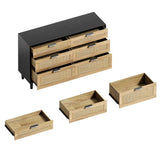 51" Rattan Dresser for Bedroom, 6 Drawer Dresser, Clothes Storage Cabinet for Bedroom, Metal W757P209508