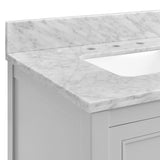 ZNTS 60 in Undermount Double Sinks Bathroom Storage Cabinet with Carrara Natural Marble Top W1059P170420