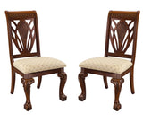 ZNTS Elegant Design Traditional Side Chairs 2pc Set Dark Cherry Finish Brown Fabric Seats Dining B01152166