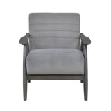 Casual Transitional Accent Chair 1pc Gray Velvet Upholstery Solid Wood Frame Living Room Furniture B011P264608