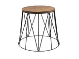 Acacia Wooden Top and Powder-Coated Metal Frame Plant Stand, 16.3 in Dia x 18.9 in H 67034337