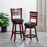 24" Counter Height Slat Back Swivel Stool, Cherry Finish, Charcoal Fabric Seat B04660686