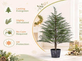 2 Pack 4FT Artificial Potted Trees, Dark Green PE Faux Plants with 342 Open Branch Tips, Black 17839116