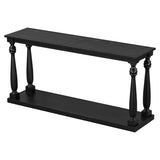 U_STYLE Vintage Wood Grain Console Table with Bottom Shelf and Four Vase Legs, Suitable for N711P256976B