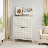 31.5 Inch Retro White Shoe Storage, Mid-Century Vintage Freestanding Shoe, Shoe W1706P311100