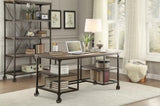 Modern Traditional Aesthetic 1pc Writing Desk with 4x Shelves Metal Casters Natural Finish and B011P232135
