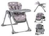 Gray Baby High Chair Adjustable Height/Backrest/Footrest Foldable with Wheels 34268788