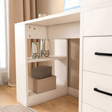 White Computer Desk with 4-in-1 Socket, the Desk with 3 Slide Drawers and 4 Storage Levels, the 04862487