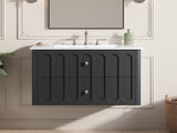 30" Modern Floating Bathroom Vanity with Oval Knobs & Round Edge, Soft-Close Drawer Slides, Bathroom 20155668