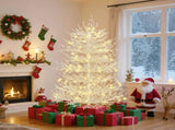 4FT Pre-lit Aspen Fir Artificial Christmas Tree, Hinged Xmas Tree 280 Snow Flocked Branch Tips, 230 61328301