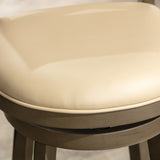 24" Counter Height X-Back Swivel Stool, Weathered Gray Finish, French Gray Leather Seat B04660726