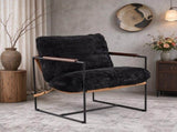 28 Inch Extra Wide Sling Accent Chair, Fully Disassembled, Rubber Wood Armrest, Metal Iron Frame, 12623125