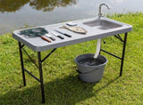 Folding Portable Fish Fillet & Hunting & Cutting Table with Sink Faucet 09682898