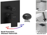 Male NPT Waterfall Tub and Shower Faucet Set, Suntisbo 10-Inch Matte Black Rain Shower SystemUnable 06639859