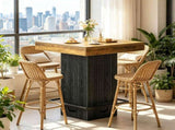 31.5 Inch Counter Height Bar Table, Square Dining Table with Metal Footrest 41885724