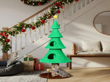 59in Large Tall Christmas Tree Cat Tower 2 Cat Condos & Scratching Post, Soft Fleece Cat Tree 40781062