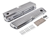 Set of 2 Tall Valve Covers BallMilled Polished Replacement for Ford SBF 260351W Engines 46617133