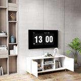 Modern TV Stand with Wave-Design Doors, Open Shelf & Adjustable Shelf - Stylish and Functional for W3151P288928