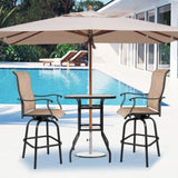 ZNTS 31 Inch Patio Bar Table, Square Outdoor Bar Height Bistro Table with Tempered Glass Tabletop & 17769307