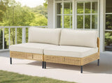 Outdoor Natural Wicker Sofa Boho Patio Sectional Loveseat Furniture Set with Beige Csuhions T3773P419998