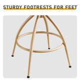 2 Pcs Green Burlap Swivel Bar Stools with Khaki Powder-Coated Metal Legs 79166749