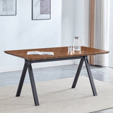 Dark Brown Herringbone Pattern MDF Dining Table - A Perfect Match for Modern Minimalist and W3226P279049