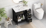 36" Bathroom Vanity with Sink Top, Bathroom Vanity Cabinet with Two Doors and Three Drawers, Solid N725P198316B