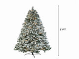 7 ft Pre-Lit Snow-Flocked Artificial Christmas Tree with 400 Warm and Cool White LED Lights, Remote 77874353