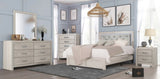 1pc Modern Queen Panel Bed with Headboard Lighting Beige Finish Faux Leather Upholstery Button B011P244365