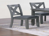 Gray Finish Dining Table 6x Chairs 7pcs Dining Set Cushion Seat Nailhead X-Cross Back Chairs Dining B011P348932