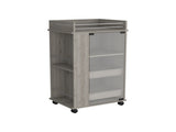 Bar Cart with Glass Door, 2-Side Shelves and Casters, Light Gray B097120618