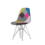 Patchwork Accent Chair Bohemian Style Fabric Chair with Chromed Legs Geometric Pattern Chair, 18"D 56395.00