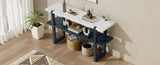 TREXM Retro Elegant Console Table with Marble-Effect Top and Versatile Storage Solutions for N715P196906M