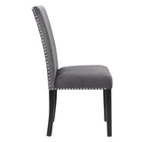 Cobre Contemporary Velvet Dining Chair with Nailhead Trim, Set of 2, Gray T2574P164559