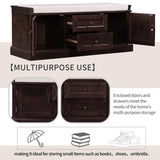 ZNTS Storage Bench with 2 Drawers and 2 Cabinets, Shoe Bench with Removable Cushion for Living Room, 24970634