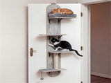 Door Hanging Cat Tree 5-Level Height Adjustable 4-Tier Climber No-Drill for Apartment Grey 62993230